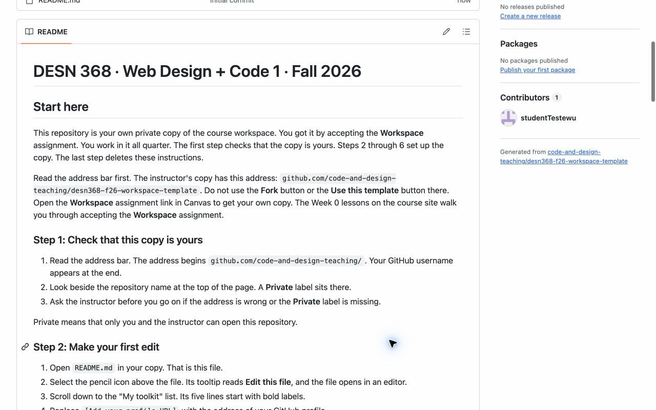 The README's Start here section and Step 1.